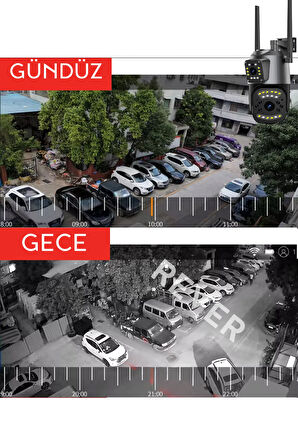 4Mp 360° Haraketli DUAL LENS Hareket Sensörlü Güvenlik Kamerası IP Kamera Gece Görüşlü Su Geçirmez