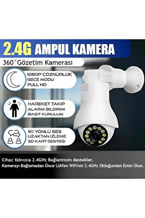 Blic Bulb 2.4G Wi-fi 1 Mp Ultra Hd 355 Derece Panoramik Ip Kamera BLM-62