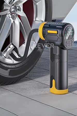 Rever Şarjlı 3600 mAh Oto Araç Hava Kompresörü / Motosiklet / Scooter / Bisiklet Araç Lastik Pompası