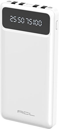 ACL PW-82 10.000mAh Powerbank Beyaz | Çoklu Şarj Kablolu, Hızlı & Taşınabilir Şarj Cihazı