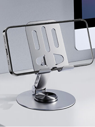 ACL Metalik Telefon ve Tablet Tutucu Stand - ATD-01 | 360 Derece Dönen, Katlanabilir ve Silikon Koruma Özellikli