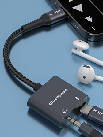Fulltech FC11 2in1 PD 60W USB-C Çoklayıcı | Hızlı Şarj + 3.5mm Ses Girişi Destekli Taşınabilir USB-C HUB