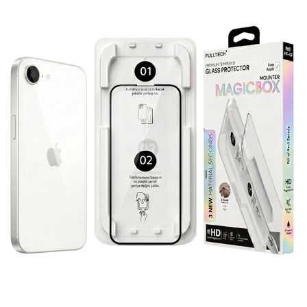Fulltech MagicBox iPhone17e/16e/14/13Pro/13 Premium Tempered Glass Aparatlı Ekran Koruyucu - Clear