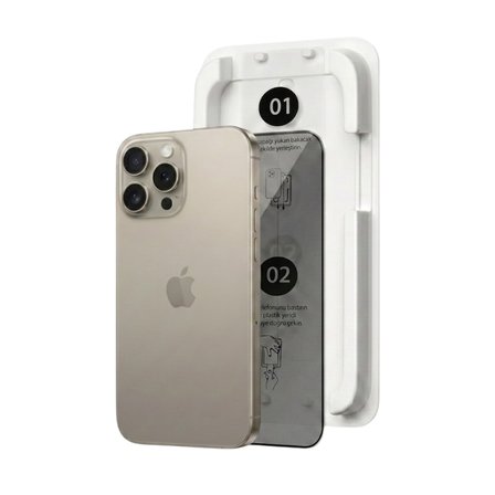 Fulltech MagicBox iPhone 15 Pro Max Premium Tempered Glass Aparatlı Ekran Koruyucu - Privacy