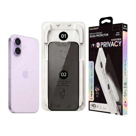 Fulltech MagicBox iPhone 17 / 16 Pro Premium Tempered Glass Aparatlı Ekran Koruyucu - Privacy