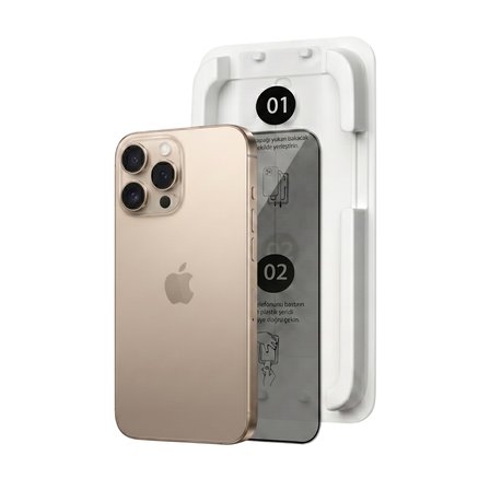 Fulltech MagicBox iPhone 16 Pro Max Premium Tempered Glass Aparatlı Ekran Koruyucu - Privacy