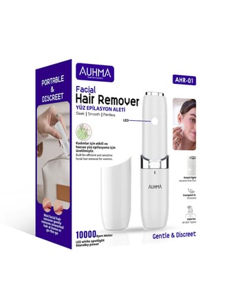 Auhma AHR-01 Yüz Epilasyon Aleti | Acısız Kadın Yüz Tüyü Temizleyici | Taşınabilir Tıraş Makinesi – 10.000RPM, LED Işıklı