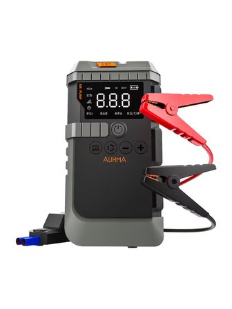 Auhma A7711 Jump Starter / Akü Takviye Cihazı | 4'ü 1 Arada Powerbank, Hava Kompresörü, LCD Ekran, 12.000mAh 150PSI