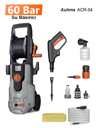 Auhma ACR-04 Extra Basınçlı Araç Yıkama Makinesi | 60 Bar 1100W Yüksek Basınçlı Yıkama | Köpük Tabancalı + 8m Hortumlu