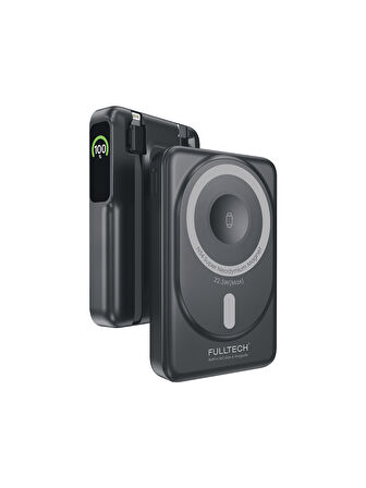 Fulltech FP22 10.000mAh 15W MagSafe Standlı Wireless Powerbank | Hızlı Şarj, Çift Çıkış, Dahili Kablo