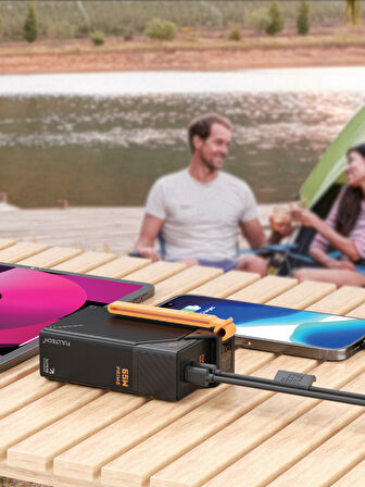 Fulltech FP43 20000mAh 65W Süper Hızlı Şarj Powerbank | LCD Akıllı Ekran, Dahili USB-C Kablo, 2×USB-C Çıkış, Düşük Isı Koruması