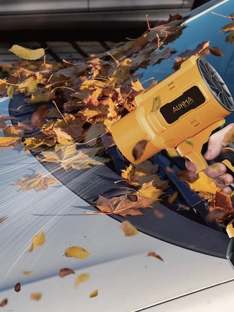 AUHMA AHV-18 Şarjlı Turbo Fan Hava Üfleyici Sarı - 21V Kömürsüz Motor (Brushless) - 32.000 RPM Oto Kurutma, PC Temizleme ve Bahçe Üfleme Makinesi