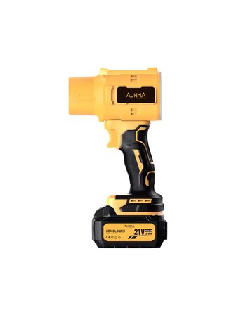 AUHMA AHV-18 Şarjlı Turbo Fan Hava Üfleyici Sarı - 21V Kömürsüz Motor (Brushless) - 32.000 RPM Oto Kurutma, PC Temizleme ve Bahçe Üfleme Makinesi
