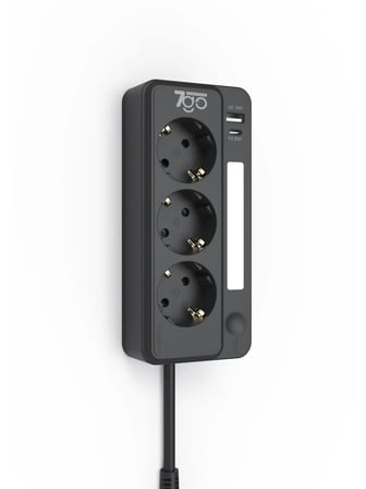 7GO 7GSP1 3680W 3'lü Priz Siyah | Akım Korumalı | 20W PD Hızlı Şarj USB | 1.9m Kablolu Akıllı LED Gece Lambalı Çoklu Priz