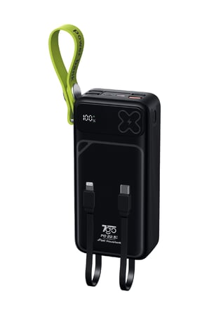 7GO GPW-12 30000 mAh 22.5W Hızlı Şarj Powerbank – Dahili Type-C ve Lightning Kablolu, Dijital Ekranlı, LED Aydınlatmalı