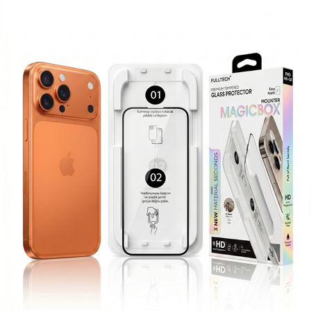 Fulltech MagicBox iPhone 17 Pro Max Premium Tempered Glass Aparatlı Ekran Koruyucu - Clear