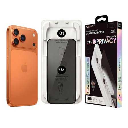 Fulltech MagicBox iPhone 17 Pro Max Premium Tempered Glass Aparatlı Ekran Koruyucu - Privacy