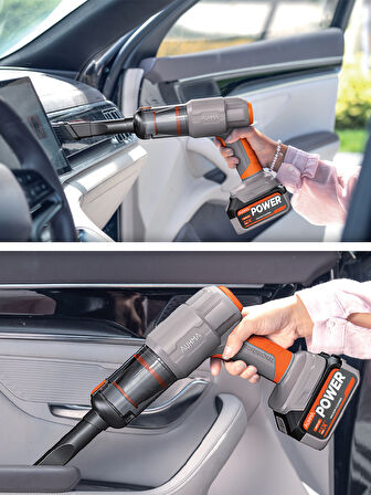 Auhma AHV-21 20.000Pa Şarjlı Araç Süpürgesi ve Hava Üfleyici - Çift Bataryalı Profesyonel Set