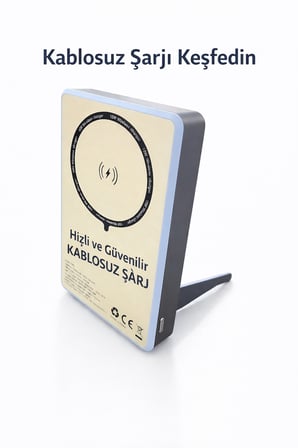 10000mAh MagSafe Kablosuz Powerbank 20W Hızlı Şarj USB-C PD Standlı LCD Göstergeli