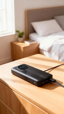 20000 mAh Powerbank 22.5W Süper Hızlı Şarj Dahili Kablolu Type-C Lightning Taşınabilir Powerbank LCD Göstergeli Harici Batarya
