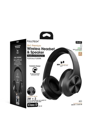 Fulltech FH-07 2'si 1 Arada Bluetooth 5.3 Kablosuz Kulaklık ve Hoparlör Siyah – 3W Çift Hoparlör, IPX4, Katlanabilir Tasarım