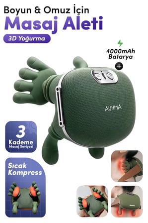Auhma AMG38 Şarjlı Isıtmalı Boyun ve Omuz Masaj Aleti – 3D Yoğurma Derin Doku Shiatsu Masaj Cihazı (45°C Heat Therapy)