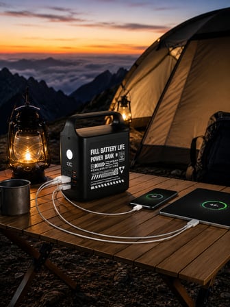 Taşınabilir Güç İstasyonu 100.000 mAh | 100W Hızlı Şarj | Güçlü LED Aydınlatma Dahili Kablolu Powerbank