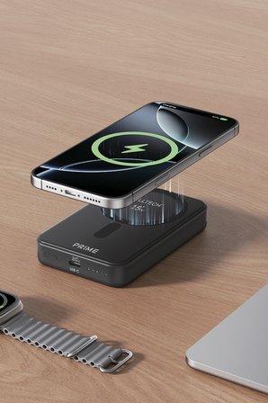 Fulltech FP53 10000mAh MagSafe Uyumlu Kablosuz Powerbank 20W PD Hızlı Şarj | 15W Manyetik Kablosuz Şarj | Katlanabilir Standlı | USB-C Giriş/Çıkış | Akıllı LED Göstergeli