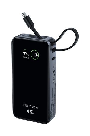 FULLTECH FP54 10000mAh 45W PD Hızlı Şarjlı Powerbank | 45W Kablosuz Şarj | Entegre USB-C Kablo | Dijital Ekran | USB-C Giriş/Çıkış Taşınabilir Powerbank
