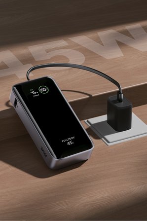 FULLTECH FP54 10000mAh 45W PD Hızlı Şarjlı Powerbank | 45W Kablosuz Şarj | Entegre USB-C Kablo | Dijital Ekran | USB-C Giriş/Çıkış Taşınabilir Powerbank
