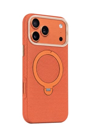 Fulltech FTPC10 iPhone 17 Pro Uyumlu Turuncu MagSafe Kılıf 360° Döner Metal Halkalı Standlı Manyetik Kamera Korumalı Premium Telefon Kılıfı