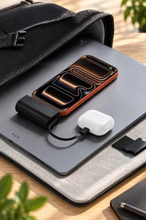 5000 mAh 20W PD Hızlı Şarj Powerbank Dahili Type-C ve Lightning Kablolu Mini Taşınabilir Şarj Cihazı