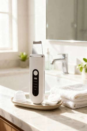 Ultrasonik Cilt Temizleme Cihazı Şarjlı Siyah Nokta ve Peeling Spatulası 4 Modlu Yüz Bakım Aleti