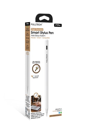 Fulltech FTP4 Akıllı Dokunmatik Kalem Stylus Pen – Palm Rejection, Yüksek Hassasiyet, iOS & Android Uyumlu, 140 mAh