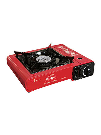 Auhma RB-KF01 Portatif Kamp Ocağı 2.3kW Kırmızı | Taşınabilir Tekli Gazlı Ocak | Rüzgar Geçirmez, Piknik, Kamp, Bahçe, Tekne Kullanımı İçin