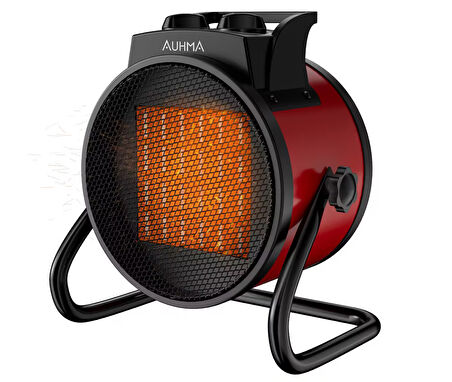 Auhma AT1H Elektrikli Isıtıcı Fan Kırmızı | 3000W Hızlı Isınma, 3 Kademeli Ayar, Sessiz PTC Isıtma Teknolojisi