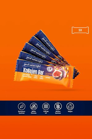 Kollajen Bar İncir Çekirdeği İçeren 5 Adetlik Atıştırmalık Paket