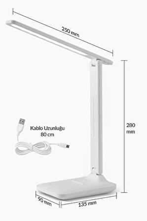 Nekuba Şarjlı Masa Lambası 3 Renk Dokunmatik Telefon Standlı Kademeli Çalışma Okuma Işığı Gece Lambası 9W 3 Aydınlatma Modlu Taşınabilir Küçük Masa Lambası, Çocuklar için Çalışma, Yurt
