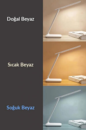 Nekuba Şarjlı Masa Lambası 3 Renk Dokunmatik Telefon Standlı Kademeli Çalışma Okuma Işığı Gece Lambası 9W 3 Aydınlatma Modlu Taşınabilir Küçük Masa Lambası, Çocuklar için Çalışma, Yurt