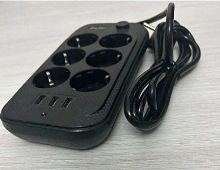 ROSE TEKNOLOJİ FTR-11 TERMAL AKIM KORUMALI ÇOCUK KORUMALI 6 PRİZ 3 USB GİRİŞLİ 2 METRE UZATMA KABLOLU PRİZ