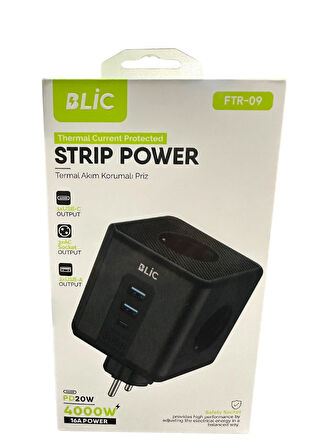 ROSE TEKNOLOJİ 2 USB 1 TYPE-C 3 PRİZ ÇIKIŞLI ÇOCUK KORUMA 4000w 16A PD 20W TERMAL AKIM KORUMALI DUVAR TİPİ KÜP PRİZ