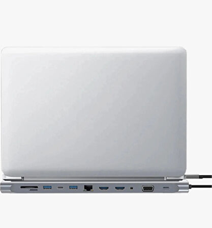 ROSE TEKNOLOJİ TYPE-C KABLOLU 12 ın 1 HIZLI ŞARJLI AUX VGA HDMI PORTLU 100MBPS ETHERNET PORTLU USB ÇOKLAYICI