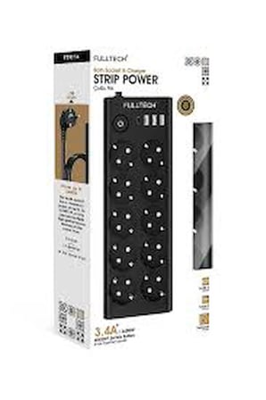 Aura Akse 10'lu Priz, 3 USB-A ve 1 USB-C Çıkışlı, 3.4A Akım Korumalı, 3680W / 16A Güç Kablolu, 2 Metre, Şık ve Güvenli Çoklu Priz ve Şarj İstasyonu