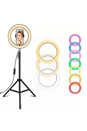 Aura Akse RGB LED Soft Ring Light - Ayarlanabilir Renkli Telefon Tutuculu ve Tripodlu Halka Aydınlatma Seti (Stüdyo ve İçerik Üretici Işığı)