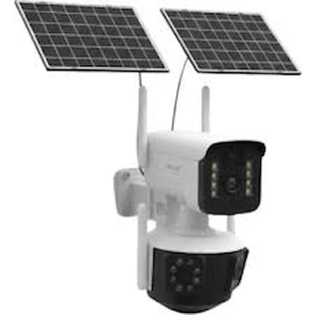 Aura Akse 9MP Çoklu Lens Çift Solar Panelli 4G ve Wi-Fi Dönebilen Güvenlik IP Kamerası