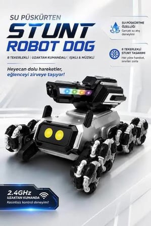 Aura Akse Su Atışlı Akıllı Uzaktan Kumandalı ve Jest Kontrollü Robot Köpek