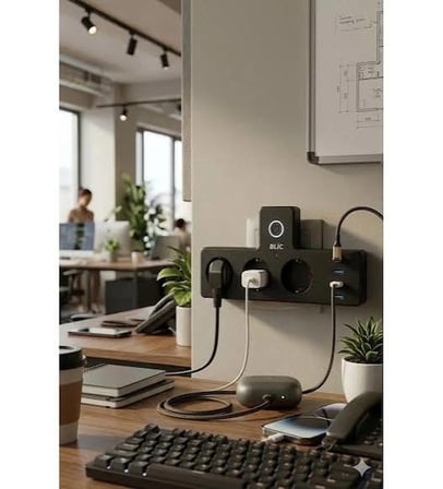 Aura Akse Termal Akım Korumalı 3'lü Priz | 3x USB + 1x Type-C PD 20W Hızlı Şarj, 2500W