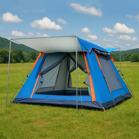AUHMA AC6637 Otomatik Kamp Çadırı 6 Kişilik Mavi – 1000mm Su Geçirmez, Oxford Kumaş, Güneş Barınaklı, Taşıma Çantalı Outdoor Çadır