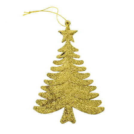 Yılbaşı Askılı Çam Motifi Altın 14 cm 6'lı