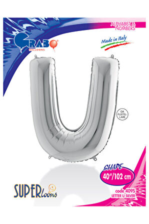 U Harf Grabo Gümüş Folyo Balon 102 cm